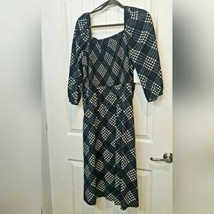 Summer dress, cool & comfortable, 50Cotton/50Poly blend, black/grey/white print